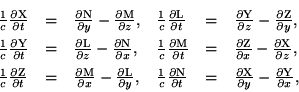 \begin{displaymath}\begin{array}{llllll} \frac{1}{c}\frac{\partial \rm
X}{\parti......{\partial y}-\frac{\partial \rm Y}{\partial x}, \ \end{array}\end{displaymath}